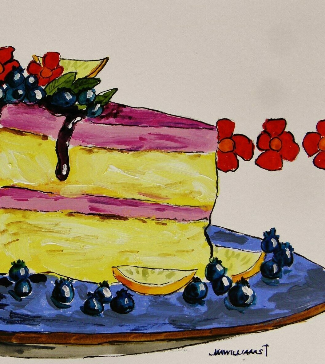 Original Bakery Sketch Cake Food Watercolor Impressionism