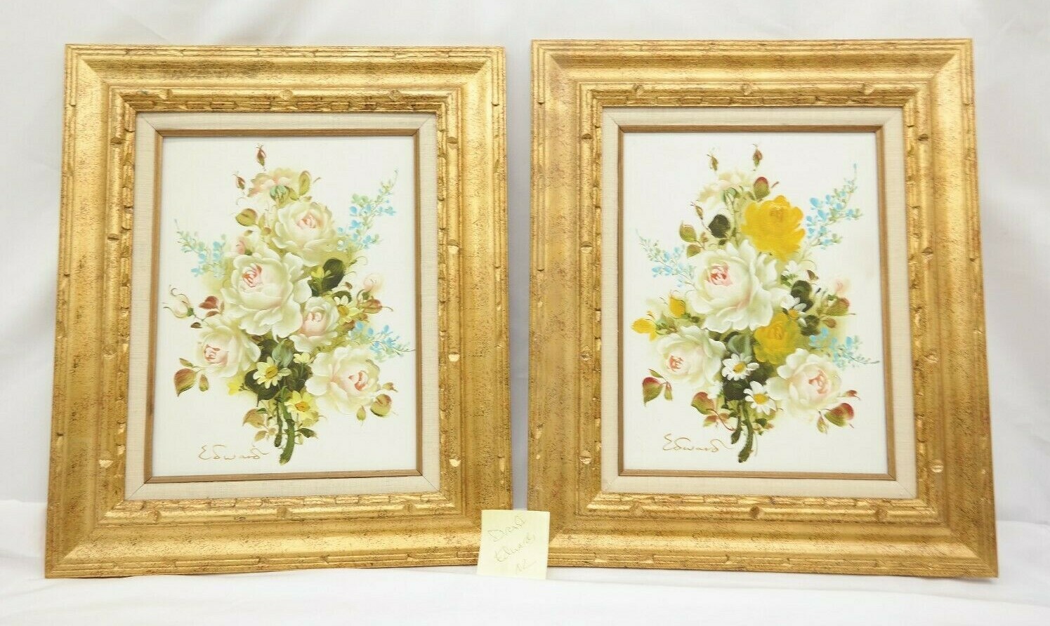 EDWARDS FRAMED & SIGNED PAINTING FLOWERS 24″ x 20″ – VERY NICE! TF