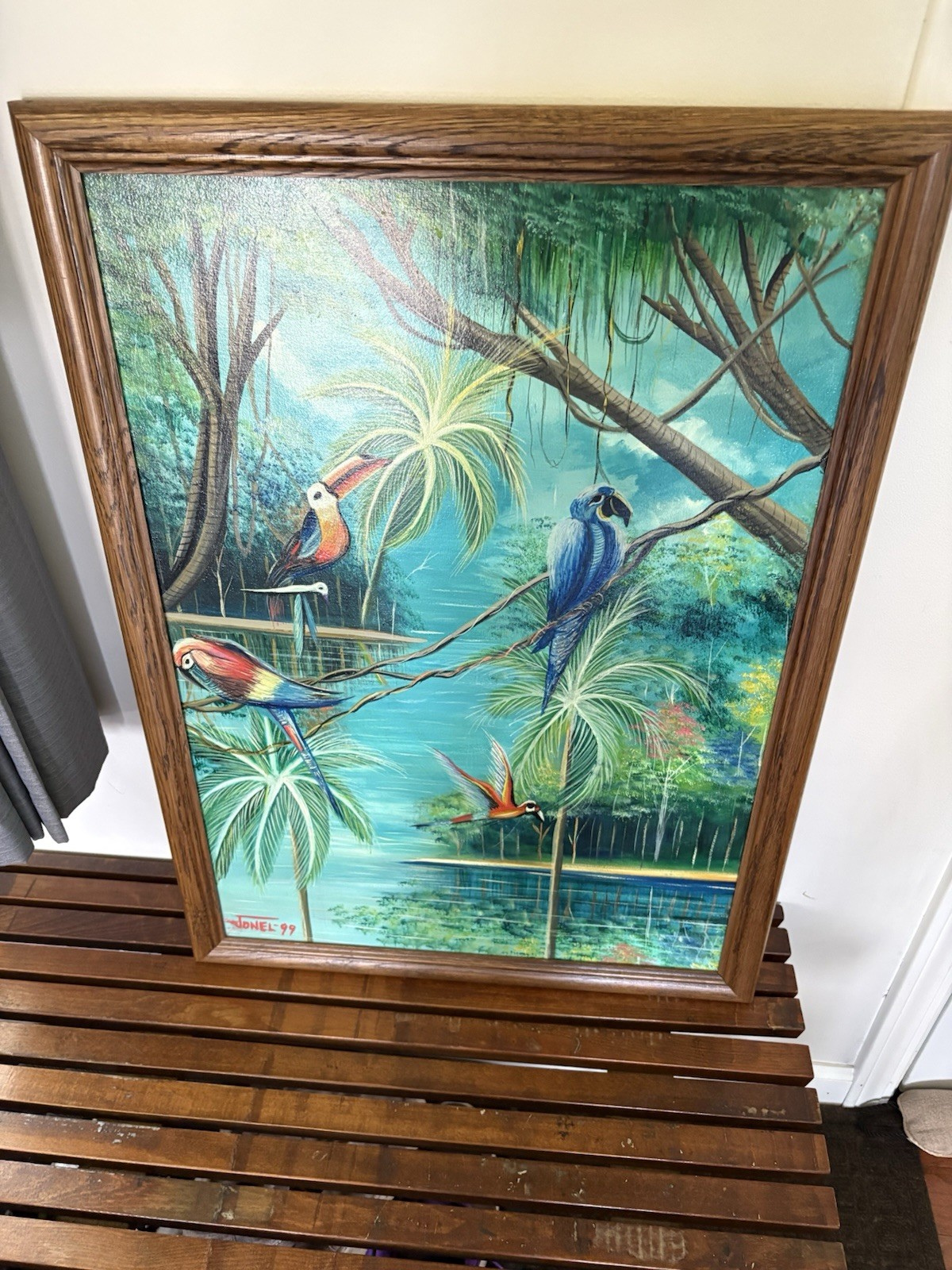 Original oil painting by South African artist Jonel Scholtz-Birds-27×19”!