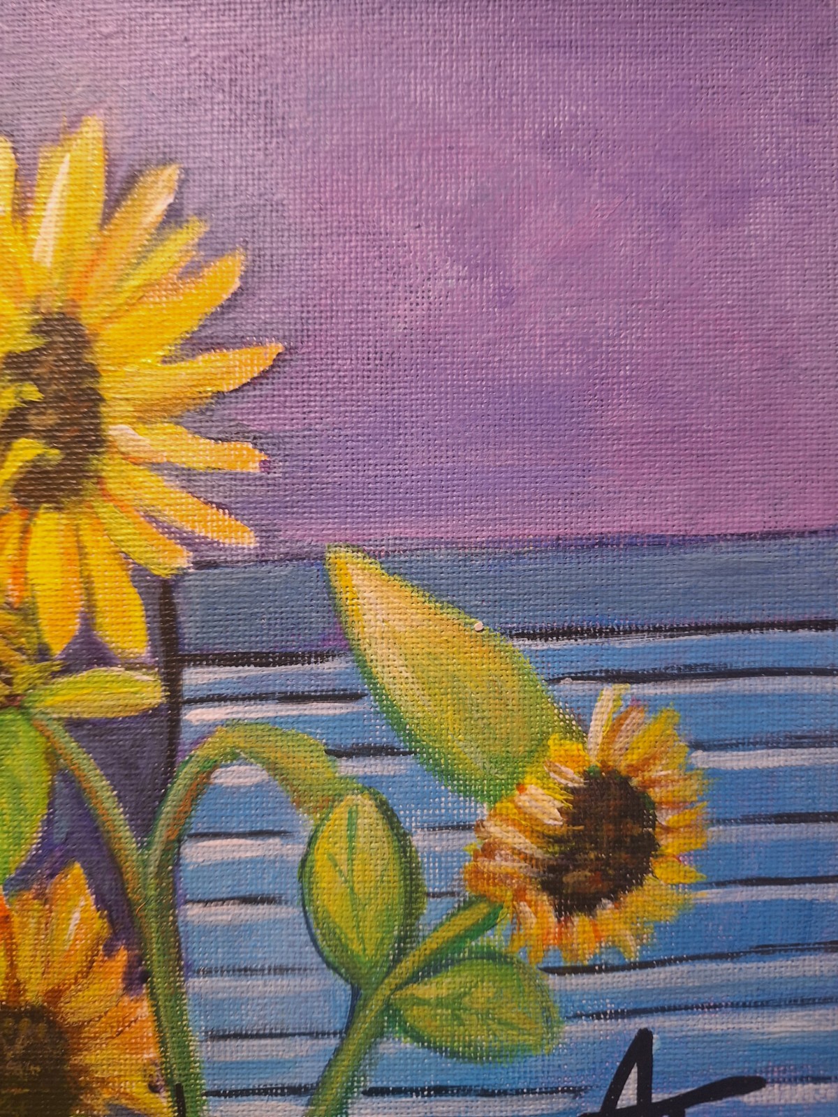Original Contemporary 8×8 Floral Acrylic Paper Signed Home Decor Warm Tones