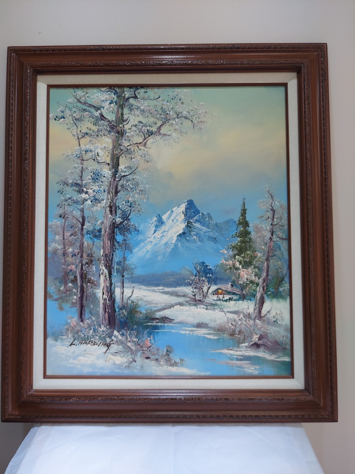 L. HARDING VINTAGE OIL PAINTING ON CANVAS , SIZE 24″ X 20″