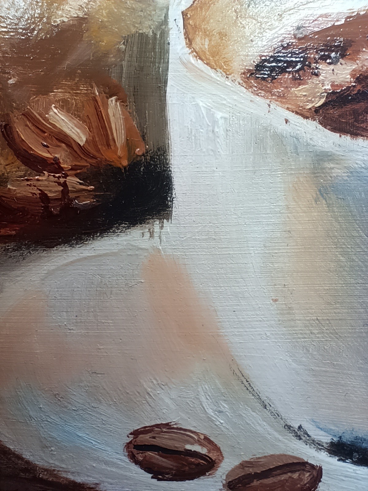 Original Coffee Cup Oil Painting Impasto Food Art Framed Miniature 4×4″