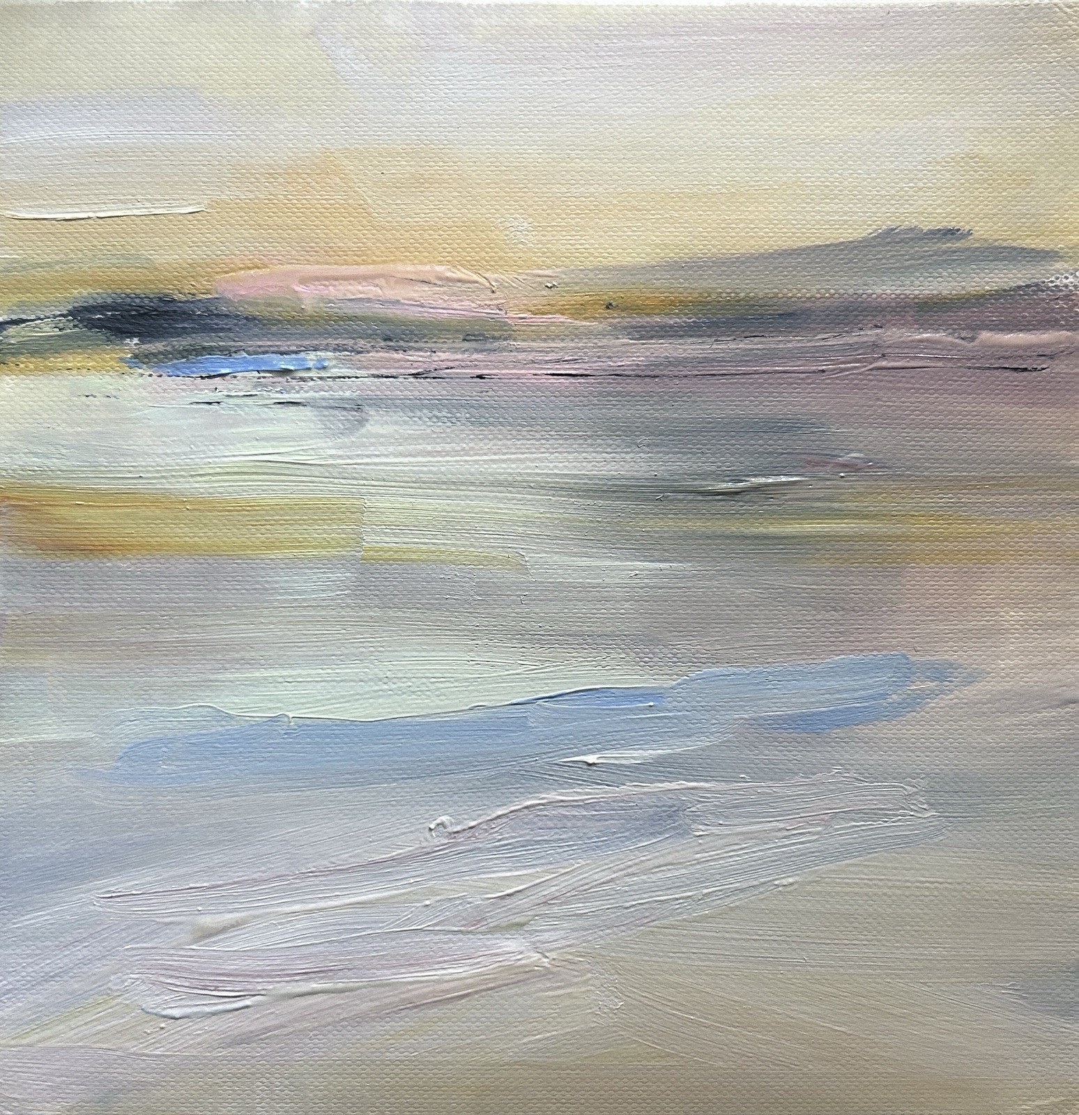 Original painting – SOFTLY SETTING – abstract landscape on canvas paper