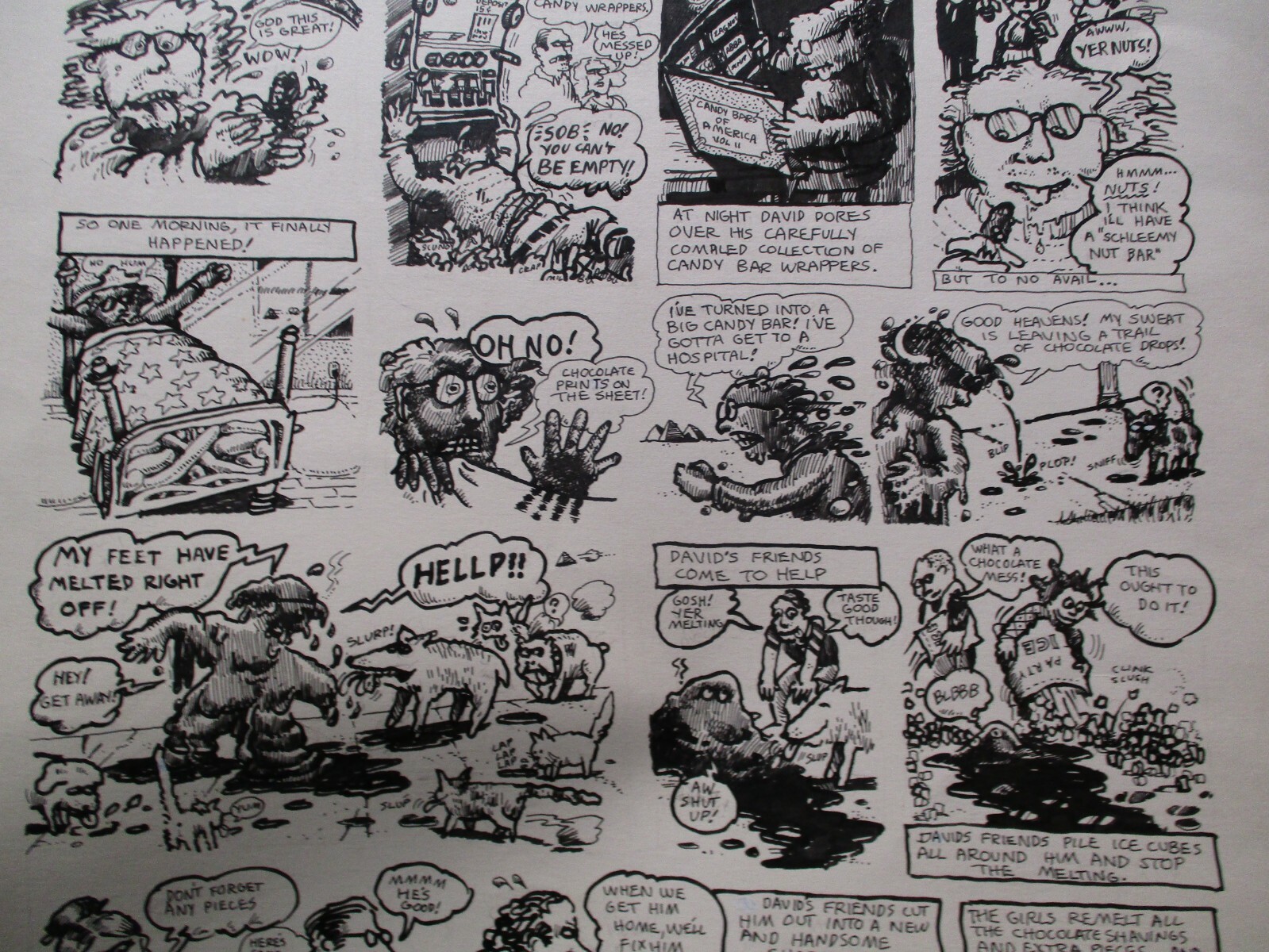 VINTAGE ORIGINAL PAINTING ILLUSTRATION 17″ CANDY BAR COMIC ART BY DOUG HANSEN