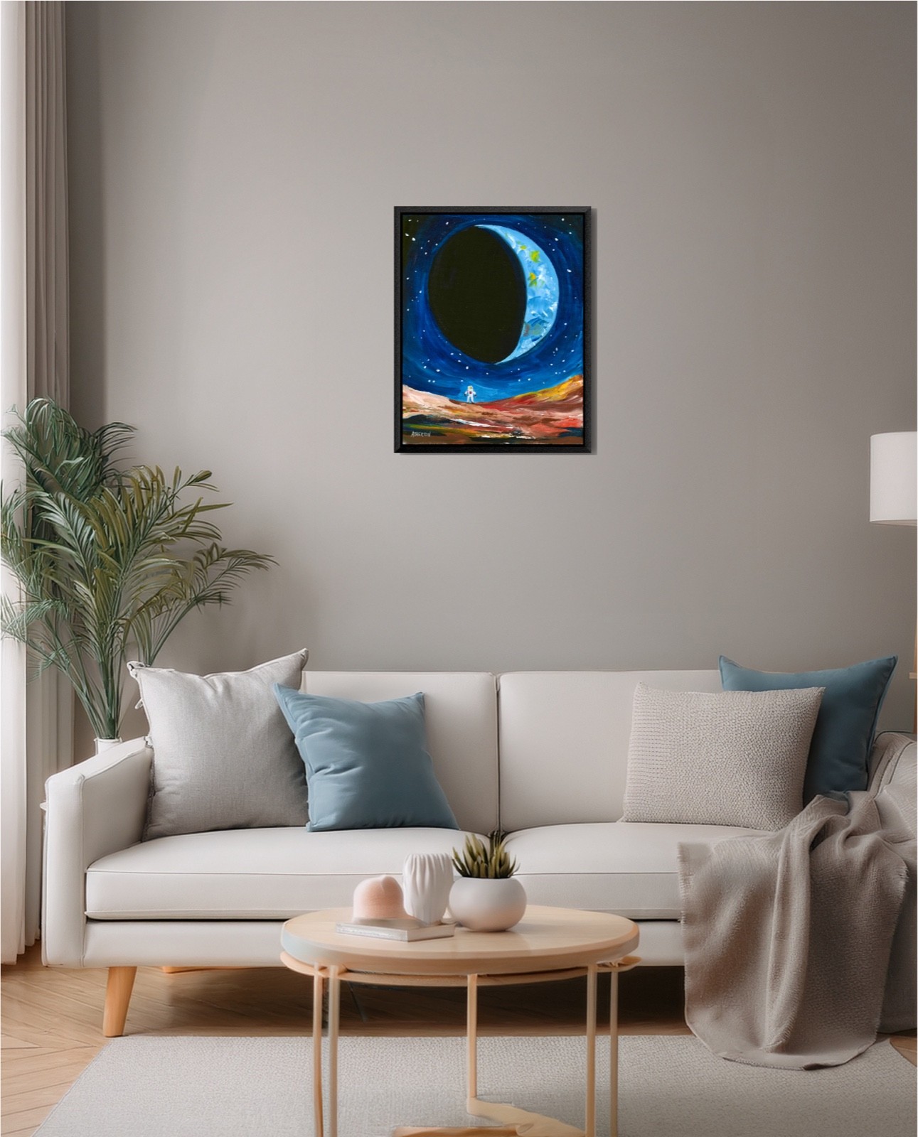 Atherton 11×14 Original Retro Astronaut Rocket Space «Earth waning» hand signed