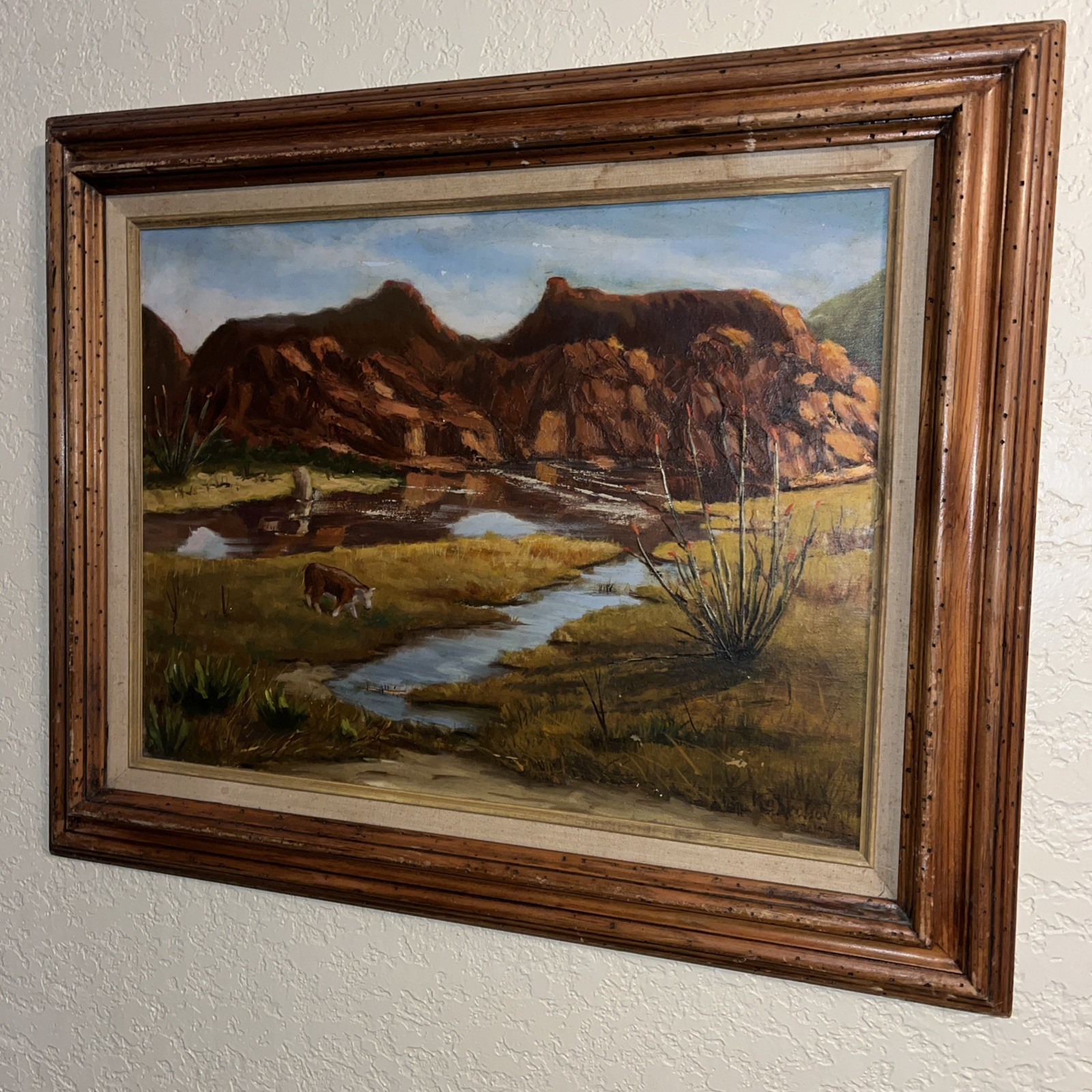 VINTAGE ARIZONA SOUTHWEST DESERT LANDSCAPE OIL PAINTING NELSON
