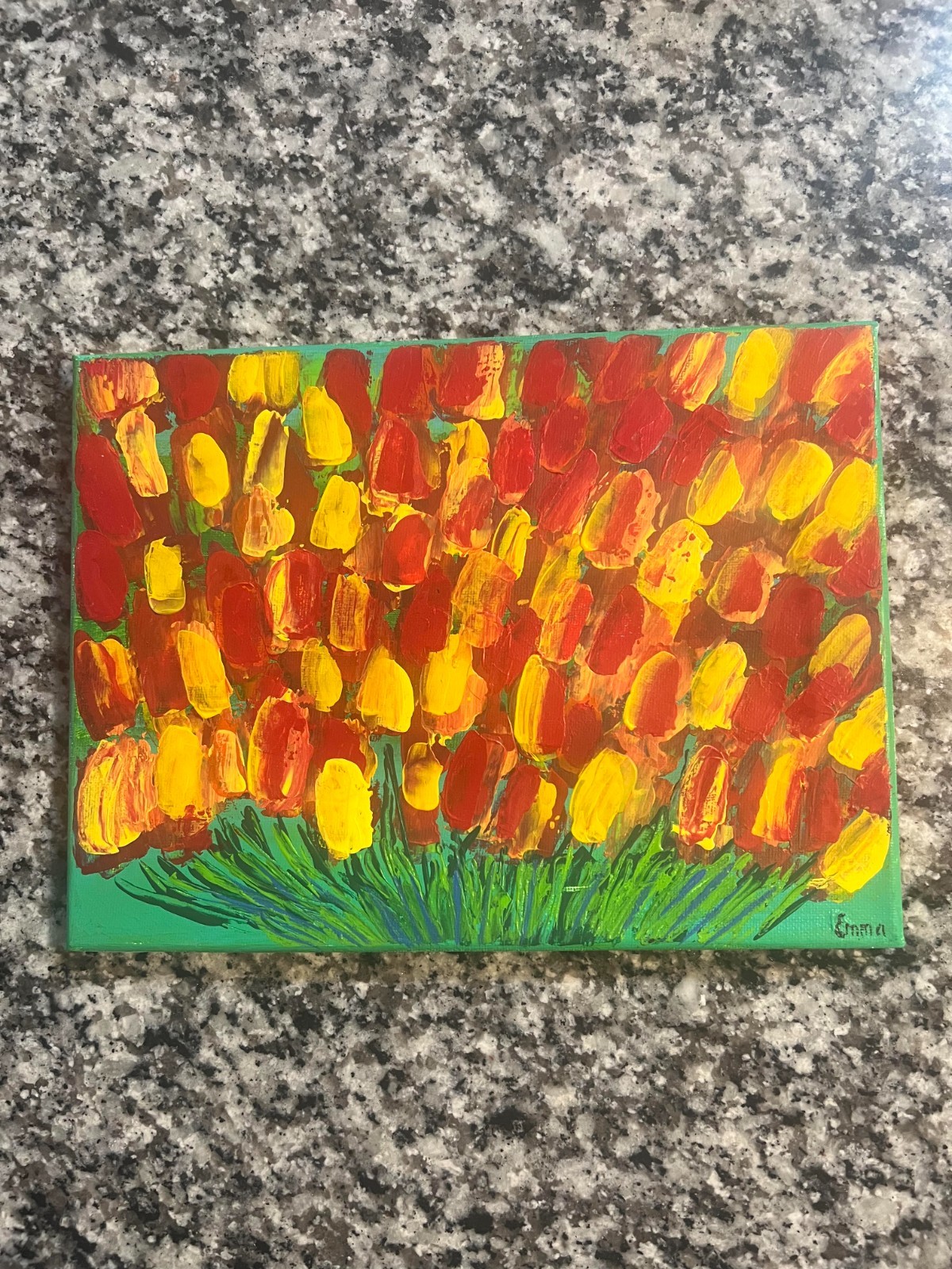 Field of Tulips Acrylic Painting on 12 x 9 Canvas – FREE SHIPPING