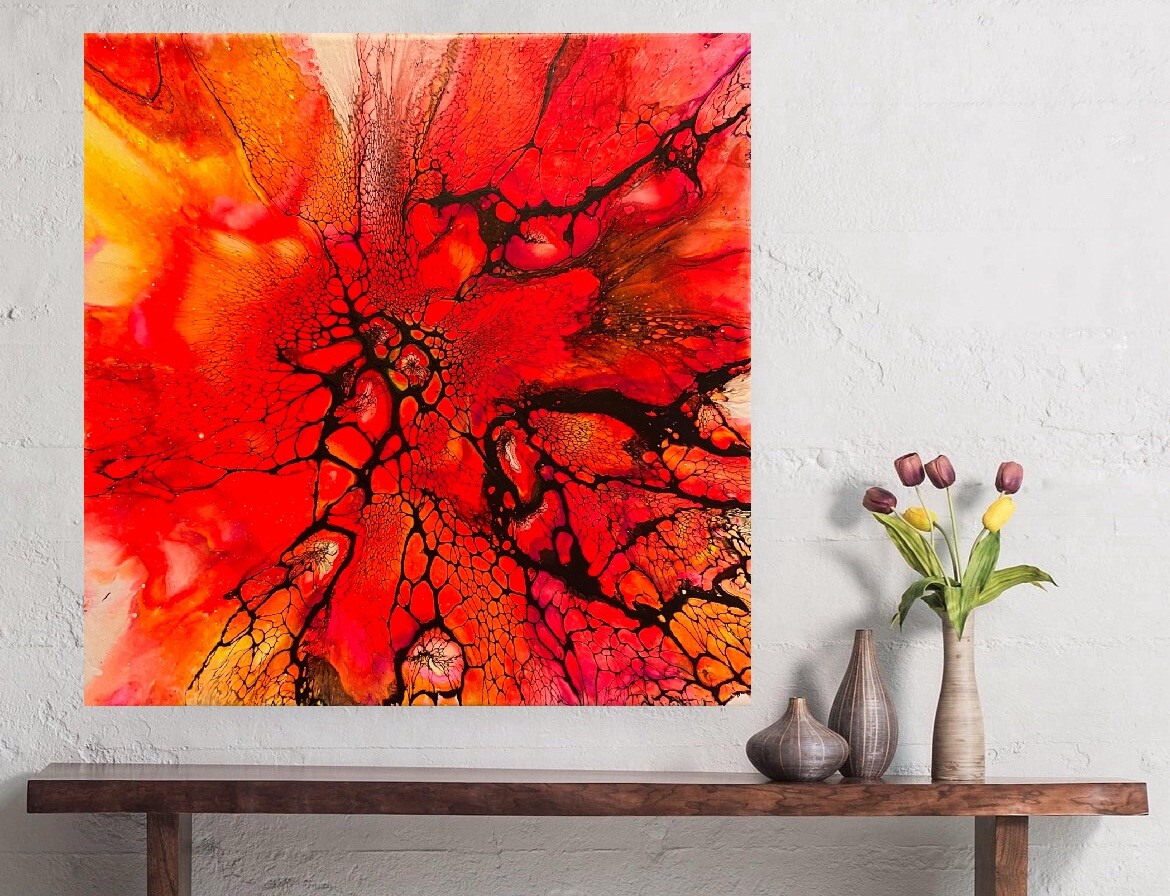Acrylic Florescent Blacklight Painting/Fluid Acrylic/12 X 12