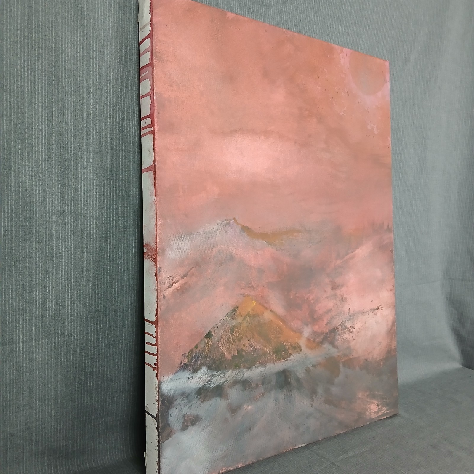 Original Painting on Canvas Haunting Mountain Wildfire Landscape Moody Aesthetic