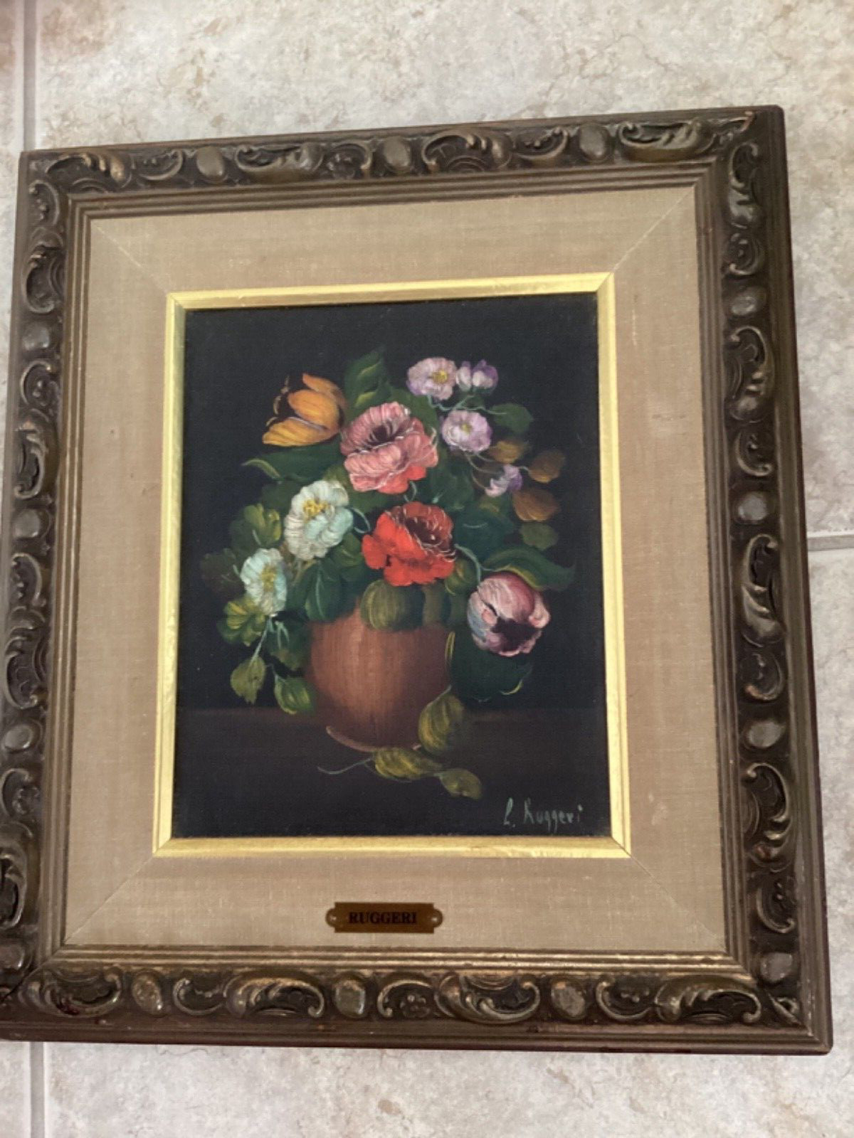 ORIGINAL OIL PAINTING BY L. RUGGERI BEAUTIFUL SOLID ORIGINAL WOOD FRAME