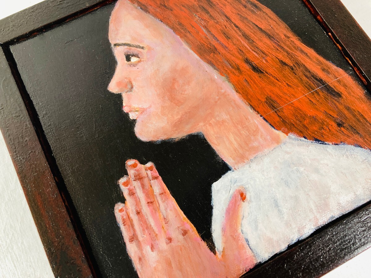 Religious Portrait Painting Praying Prayer Meditating Thankful Framed Artwork