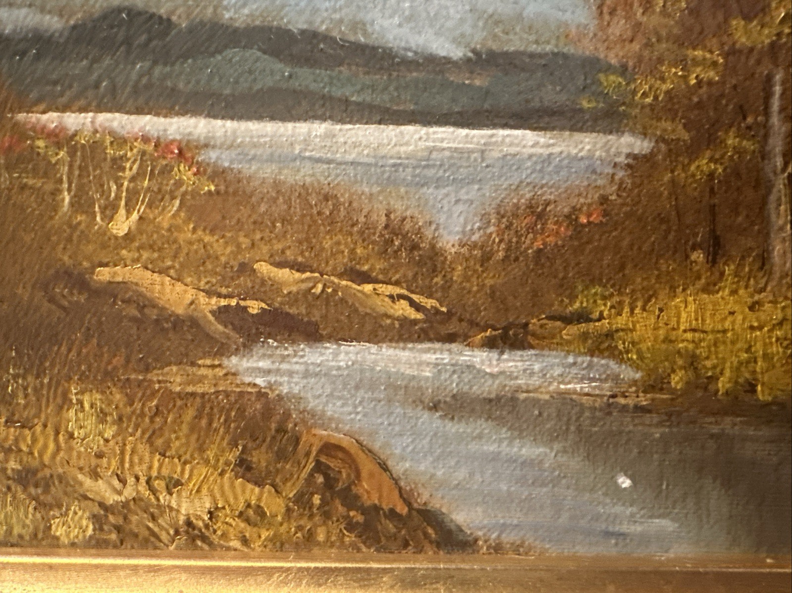 Original “Sullivan” LANDSCAPE MOUNTAIN &RIVER OIL PAINTING SIGNED