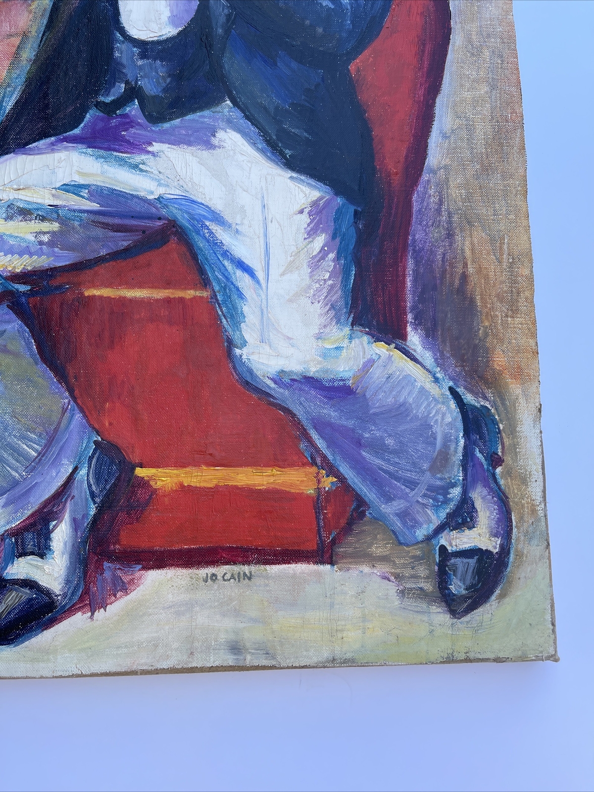 Jo Cain PAINTING ANTIQUE WPA Black Americana Large Mural Study Jazz Portrait Oil