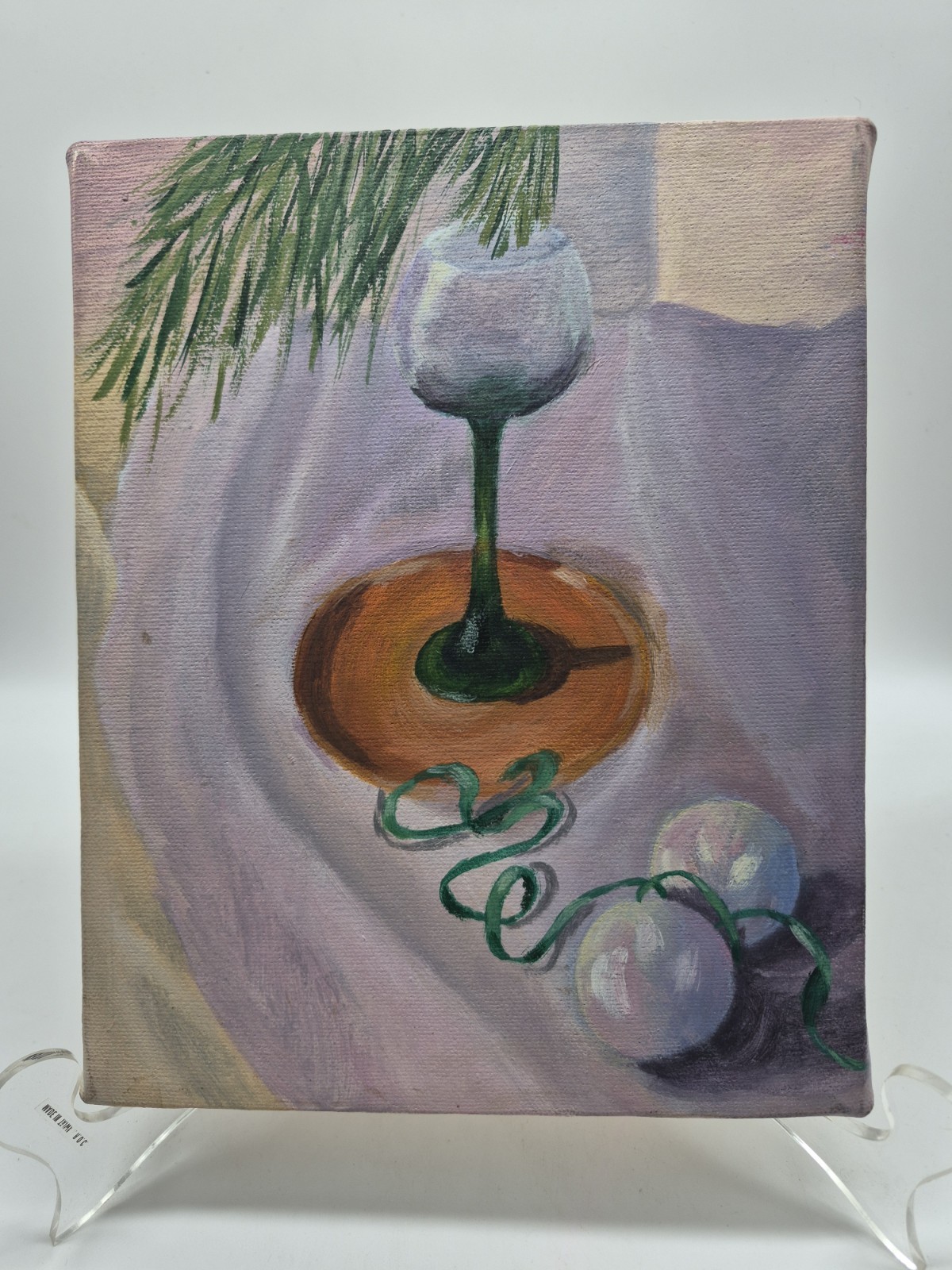 Vintage Still Life Oil Painting On Canvas Wine Glass 8″x 10″ Gallery Wall