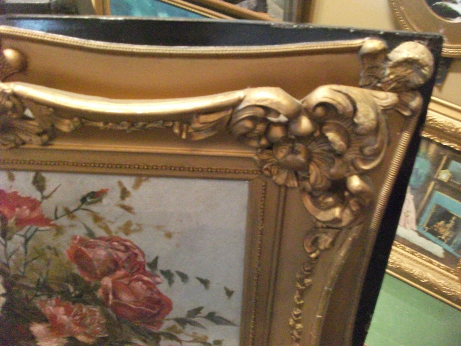 c1925 Impressionistic Roses Flowers Orginial framed OIL canvas ART painting