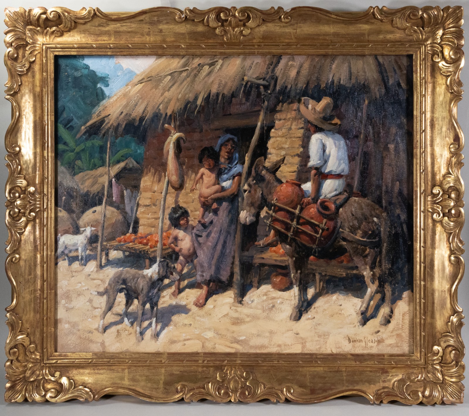 C.1936 Joe Duncan Gleason «The Orange Market, Natlapa, Mexico» Painting + Book