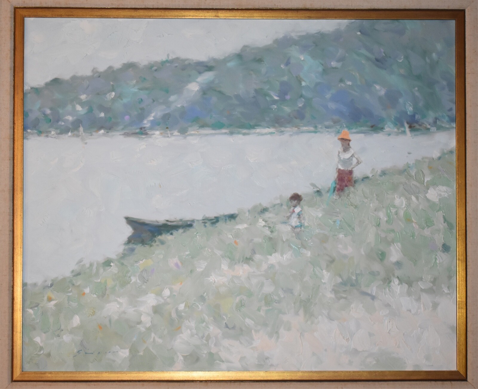 Listed American Artist Andre Gisson Large Original Oil Painting On Canvas Signed