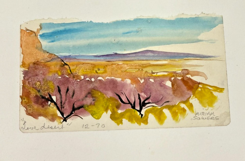 Original Painting-Love Desert Scene 1970 70’s Landscape-Miriam Sowers Nature