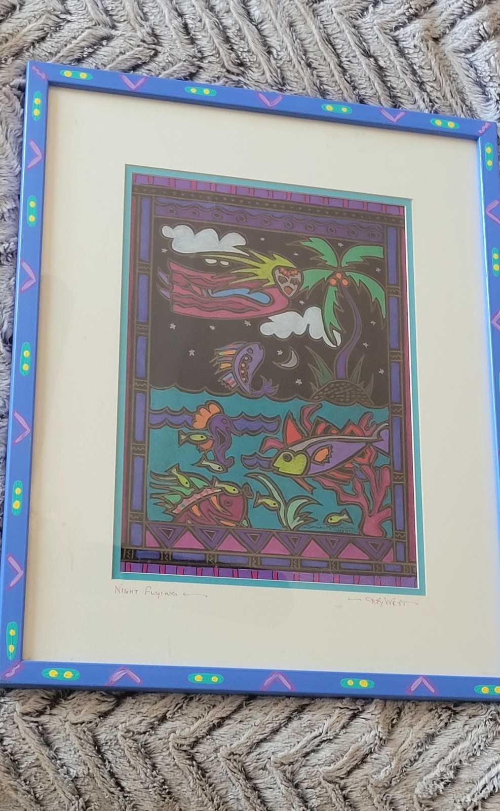 Sonia Robinson Night Flying – Key West – Original Pastel -(21×17) Framed.