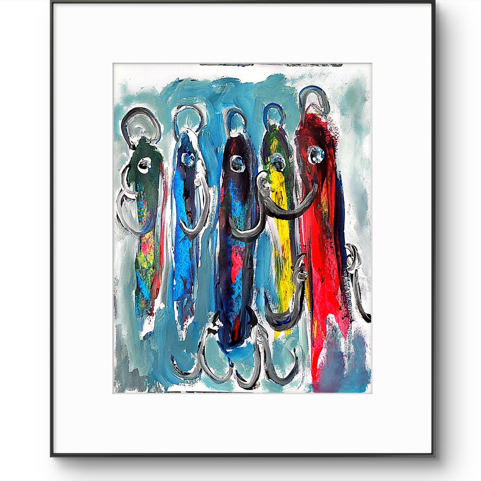 Bait Fish Colorful Neo Expressionist Original Paper Wall Art