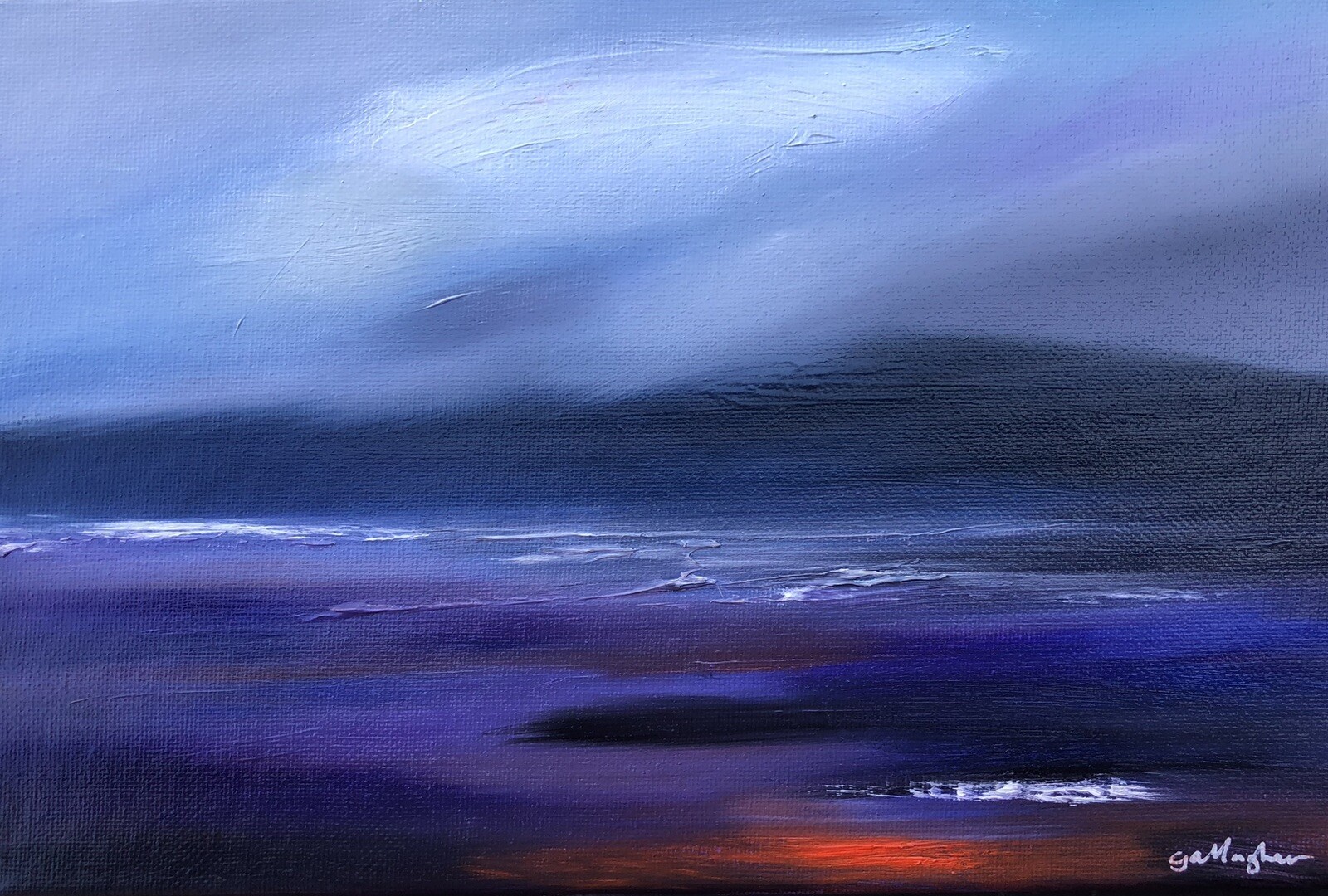 Original Painting Contemporary Art Modern Martin Gallagher Collectible Purple.