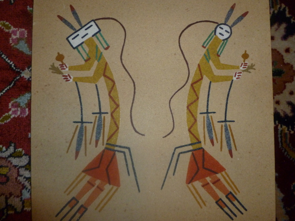 Sand Painting Measuring Approximately 1′ x 1′ Ethnic, Reseller