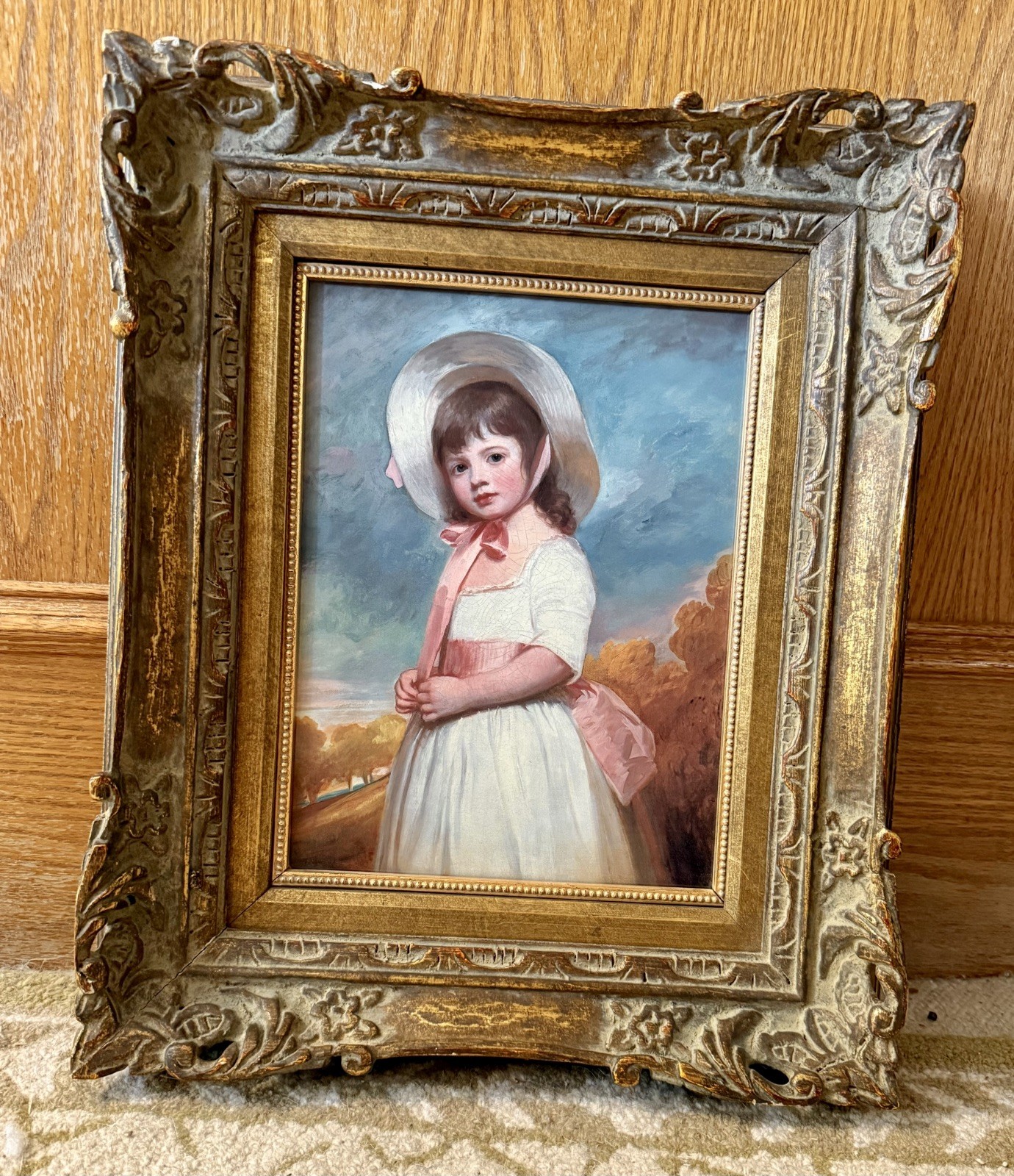 Vintage Print Miss Willoughby by G. Romney Framed 1960’s German Gold Ornate