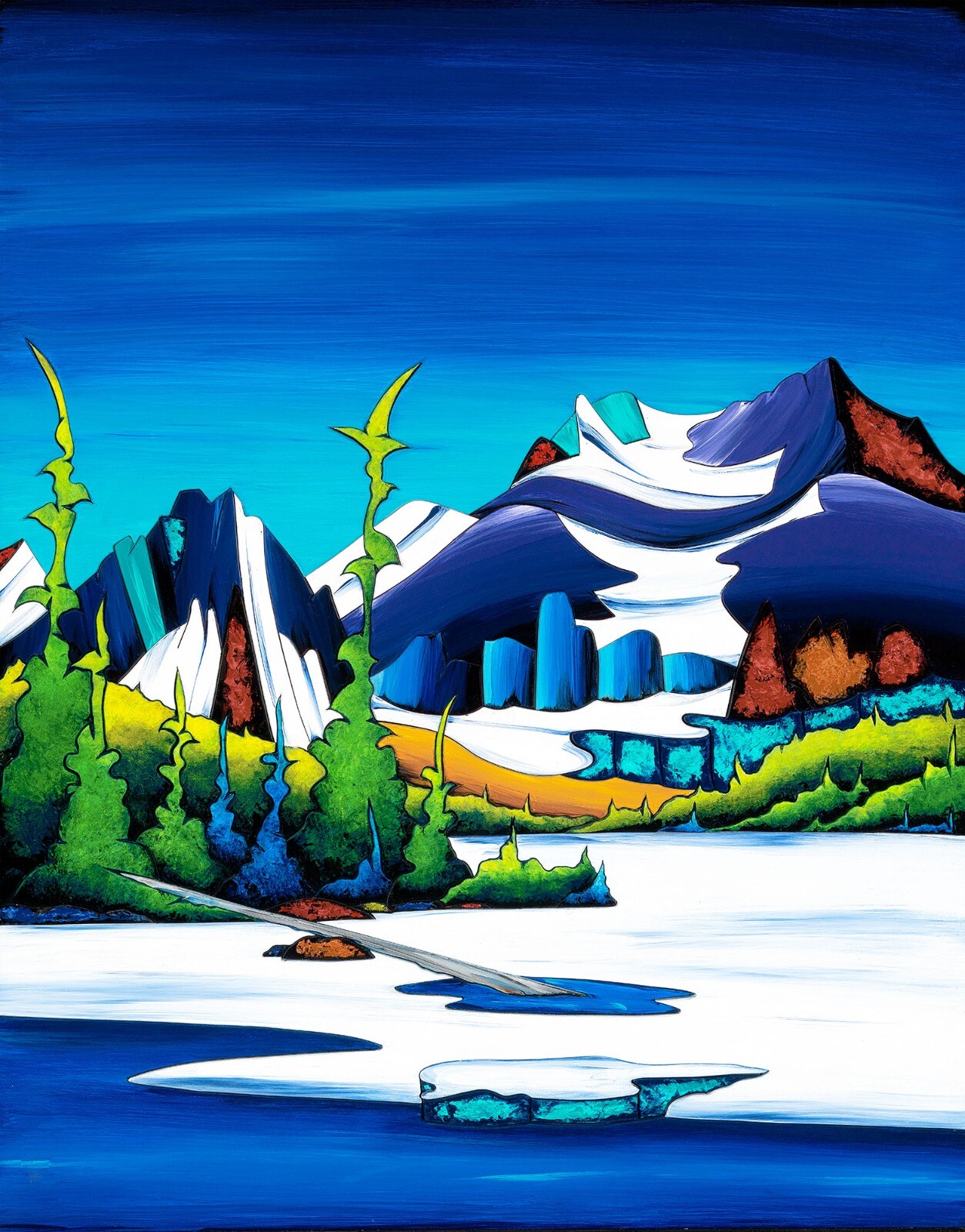 Fraser Mcgurk » Shadow Lake » Canvas Collectible Art Canmore Banff National Sky