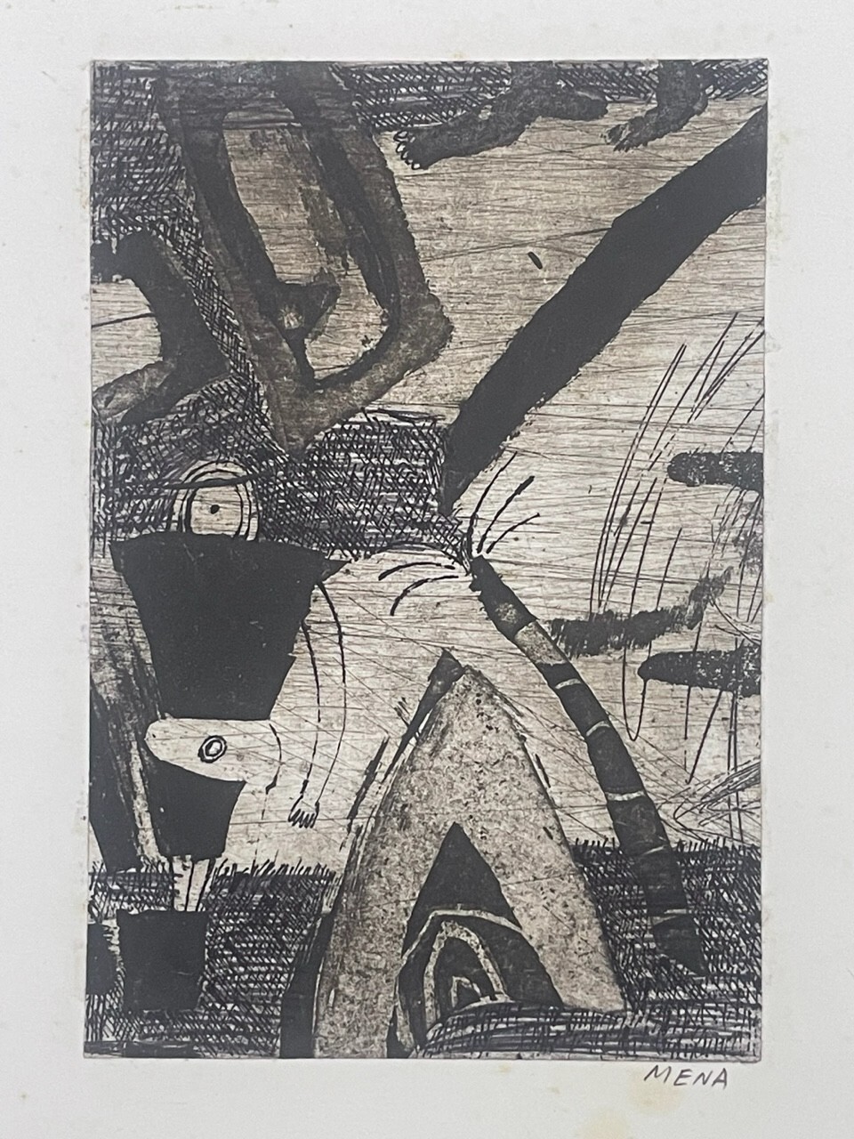 RIGOBERTO MENA. Painter. Abstract Art. Contemporary Cuban Art.Scratchboard-Ink