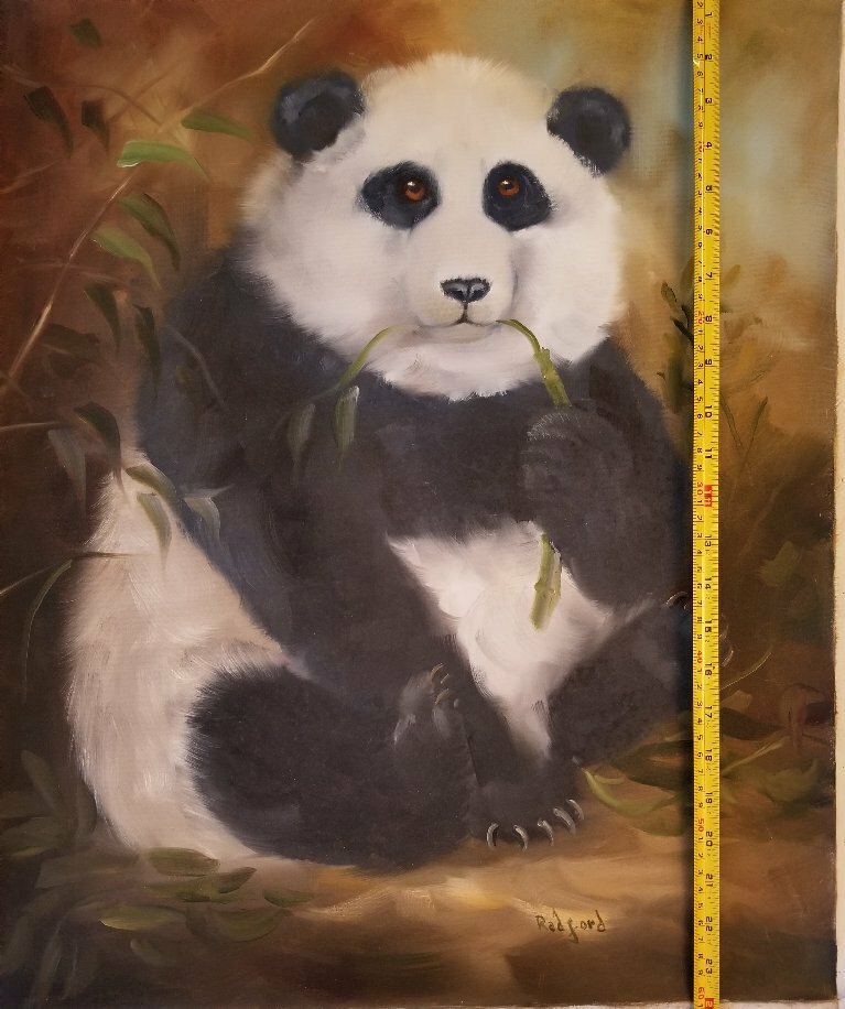 No. 3002 A precious Panda, 0riginal painting 3 pics include 20 x 23.5 cm