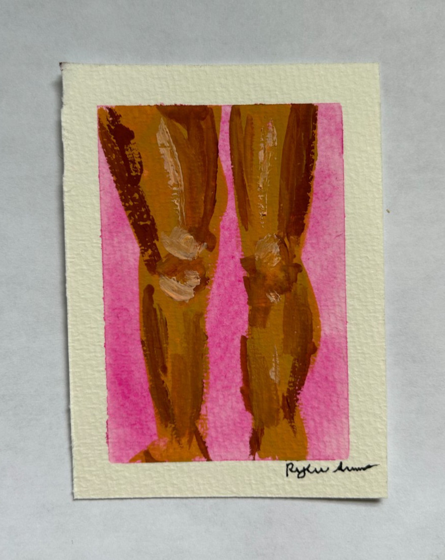 original anatomy leg gouche painting aceo 2.5 x 3.5