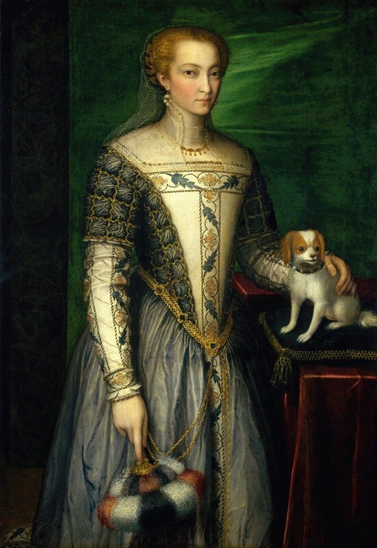 stunning oil painting handpainted on canvas-a woman with a dog