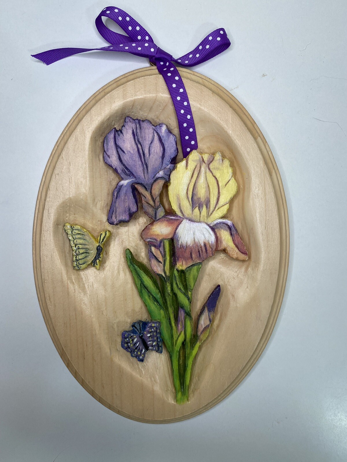 Hand Carved Butterfly And Flower Pop Art Wall Hanger