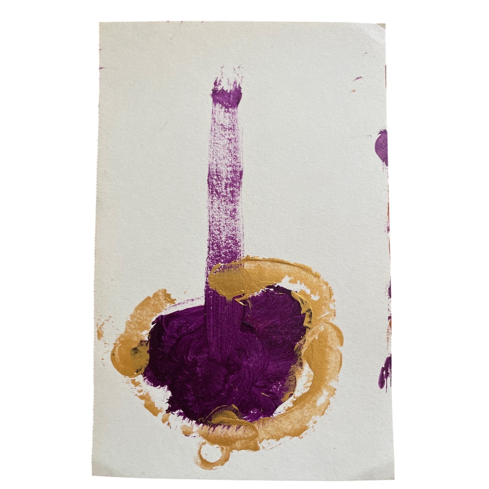 Original Abstract Acrylic Painting Purple Gold Textured Modern Art 5.5×8.5