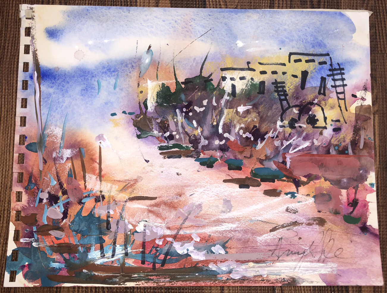 Watercolor Of Native American Pueblo Signed By Amy R Stein