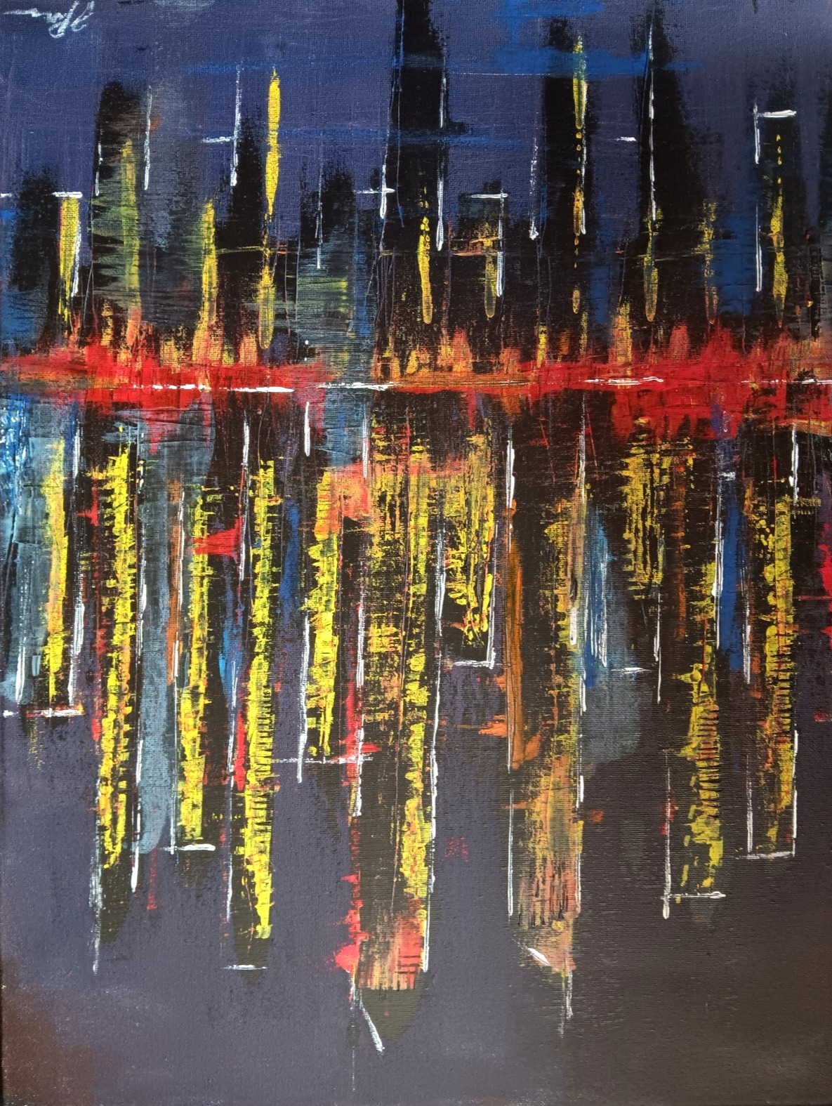 Original Cityscape Acrylic Abstract Painting 16×20 Canvas Modern Skyline Art