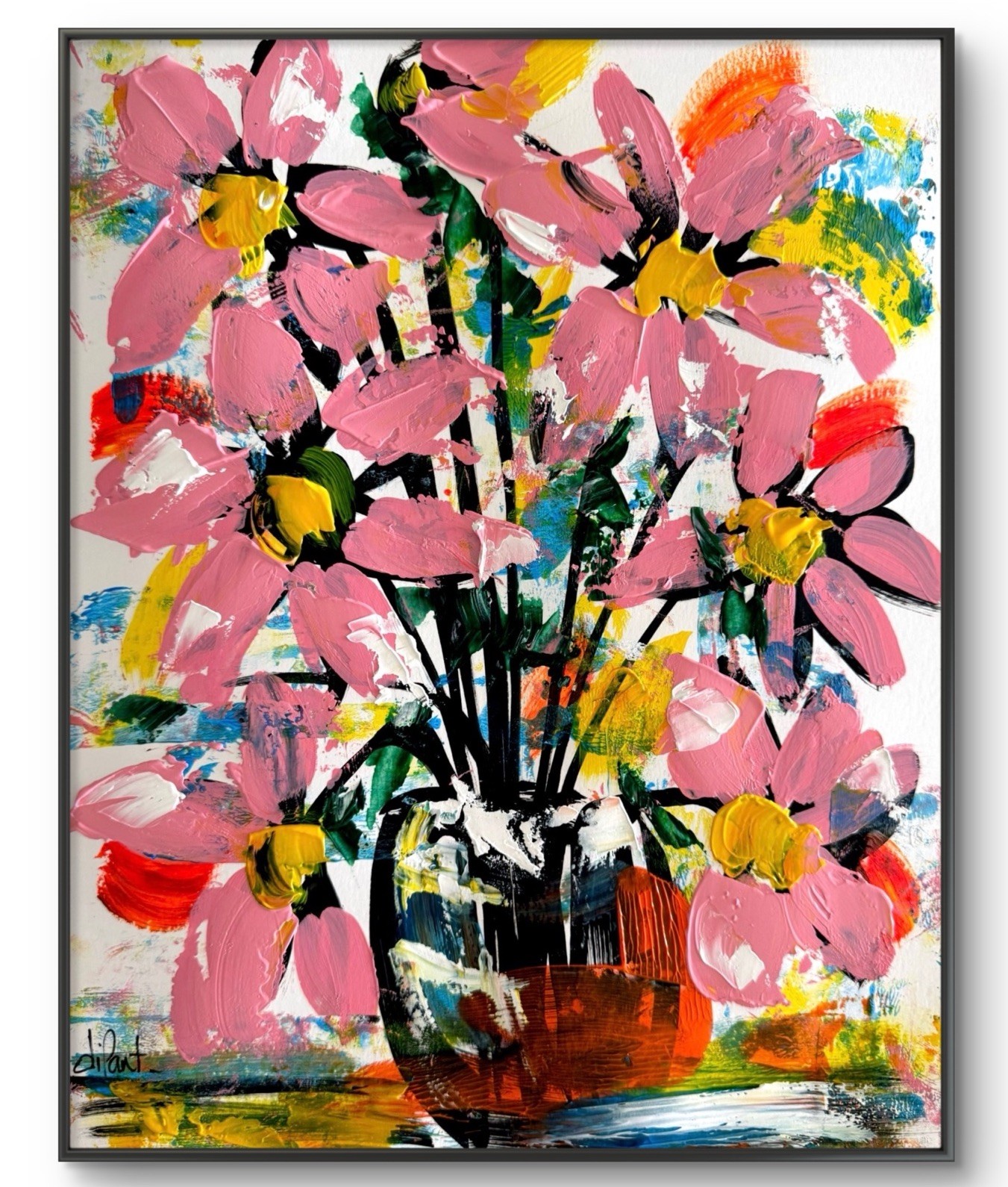 Floral Original Art 11×14 Paper Colorful Modern Impressionist Painting Fine Art