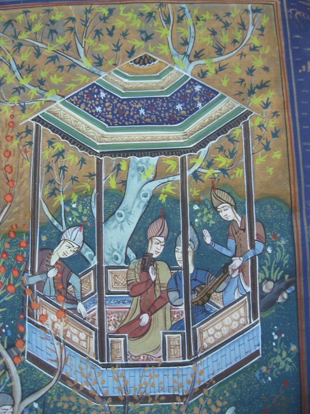 Vintage RAJASTHAN INDIA MOGUL MINIATURE SCENE on fine silk Rama Krishnan