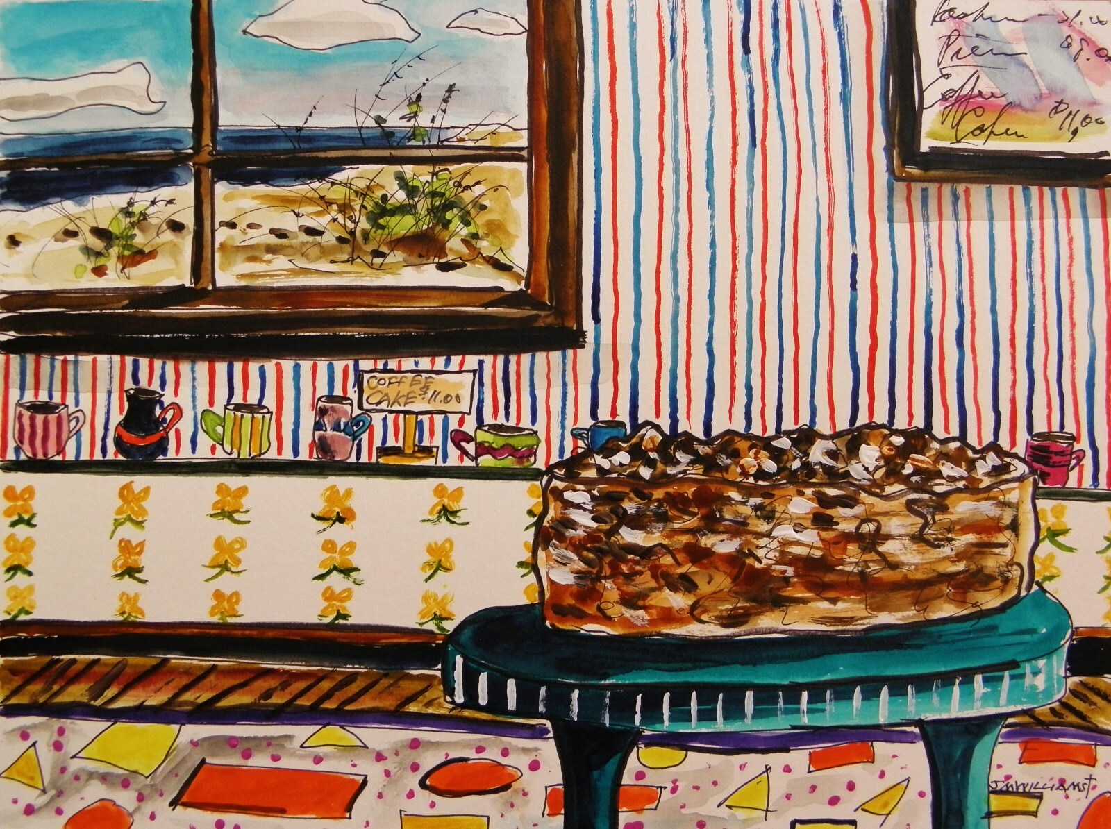 Original Bakery Sketch Cake Food Watercolor Impressionism
