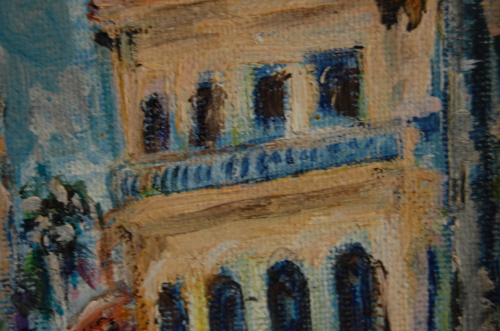 FRAMED ORIGINAL OIL COLONIAL BUILDING SCENE OLD TRINIDAD CUBA SIGNED HECTO VIDAL