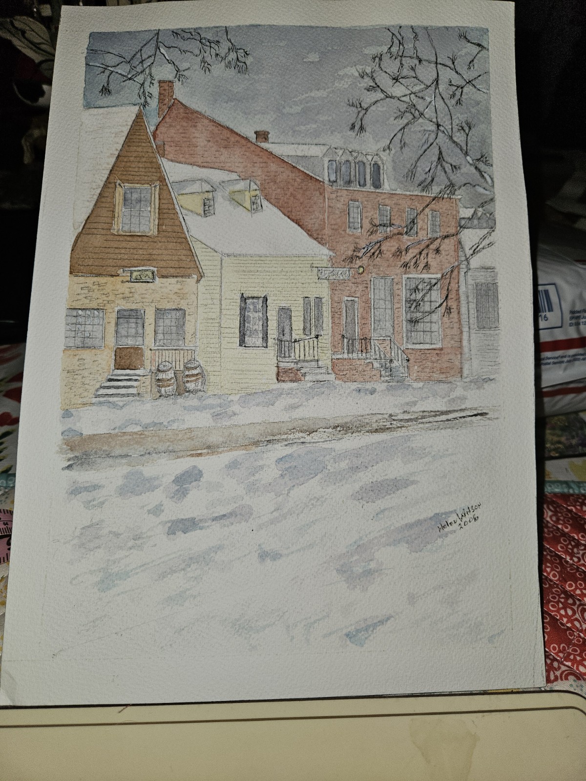 Watercolor Painting Duke Of Glouc St Williamsburg Helen Wilson 2006 Unframed