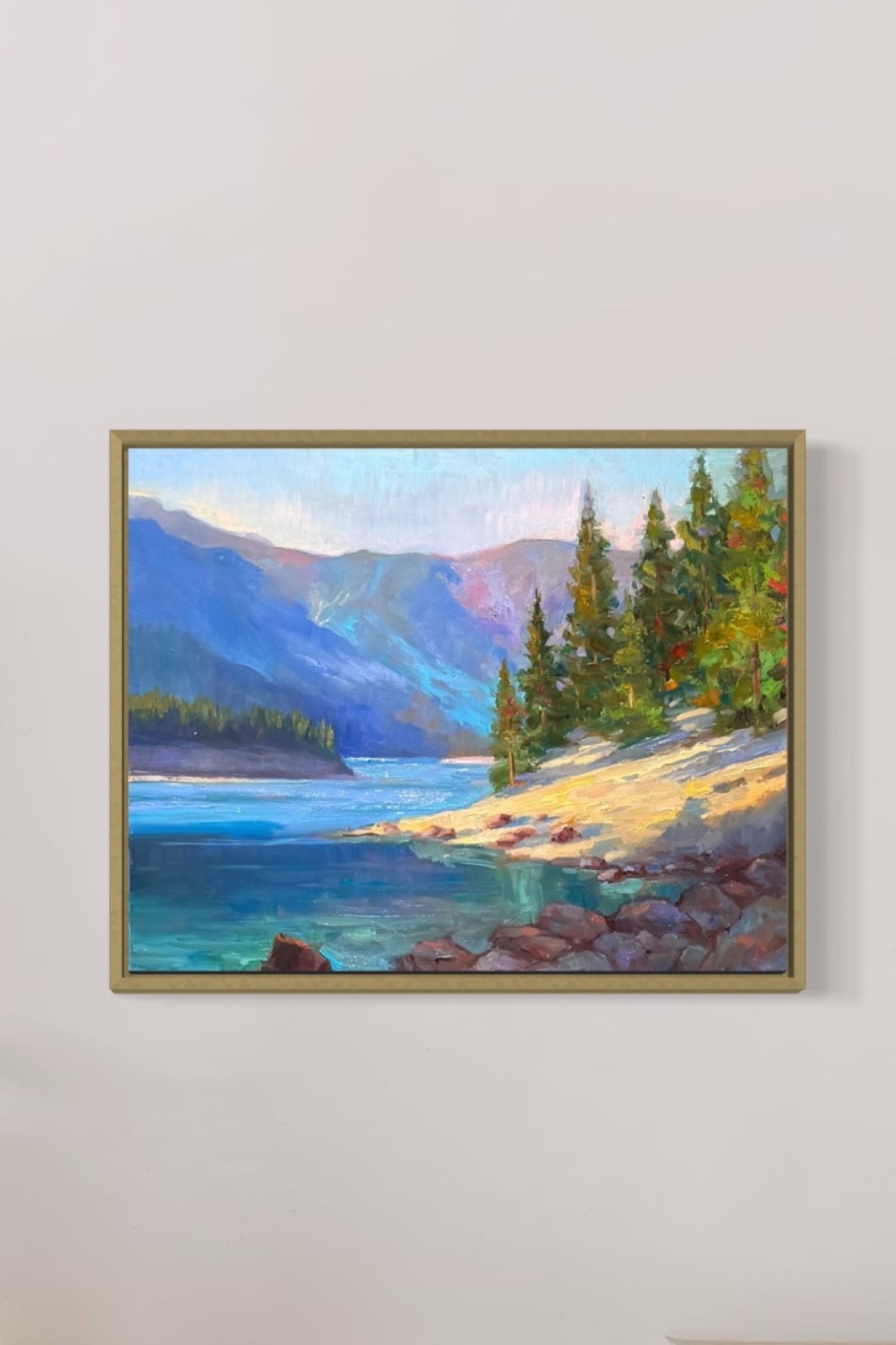 Mountain painting original trees landscape art oil on canvas impressionism art