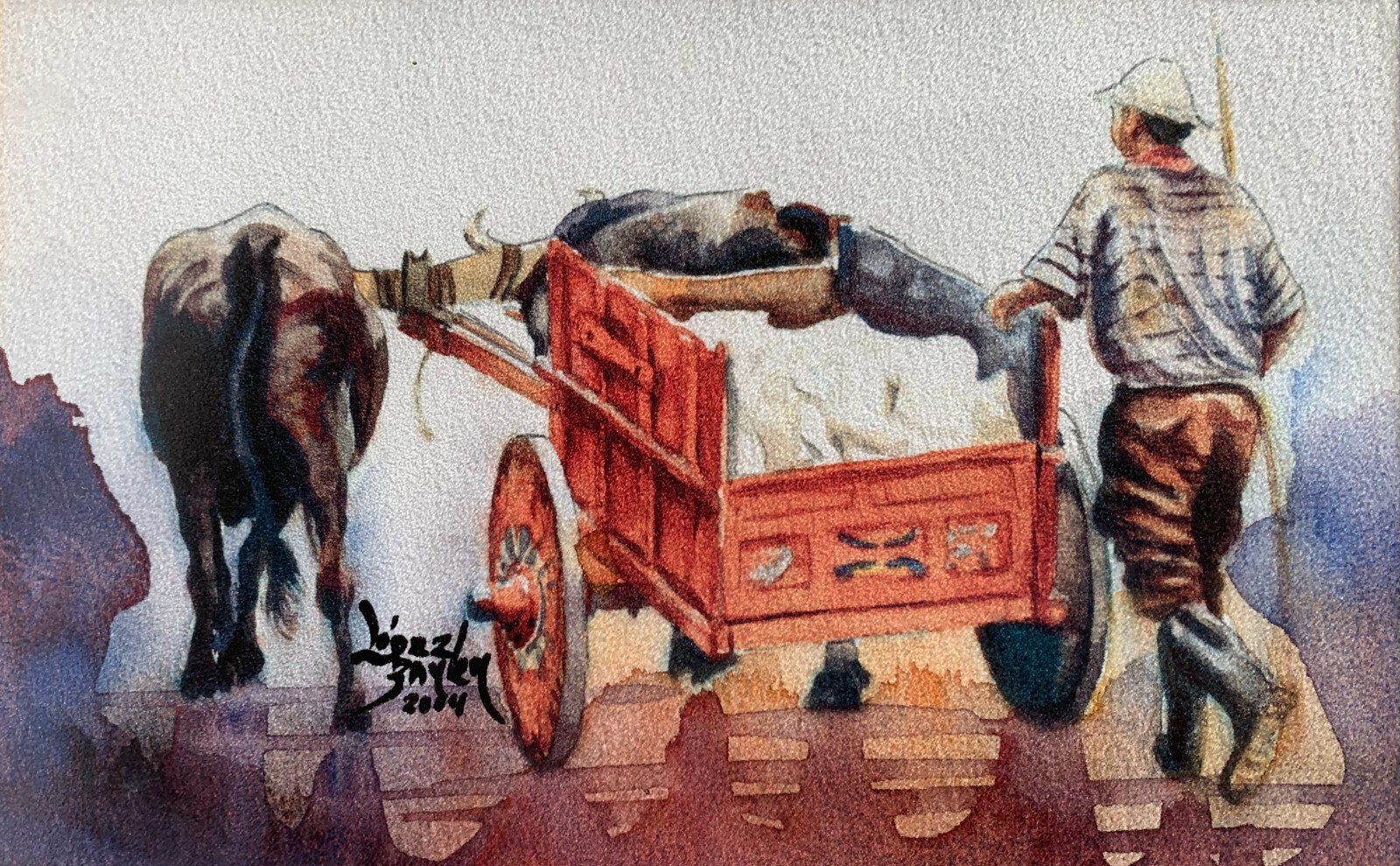 Lisandro Lopez Baylon (Argentina,US b. 1951) Impressionist Watercolor Painting