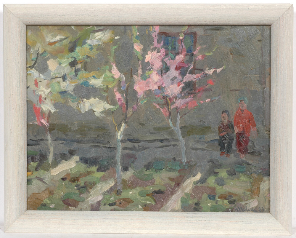 Vladimir Novak (1938-2008), «Garden in bloom», Oil Painting, 1961 (m)