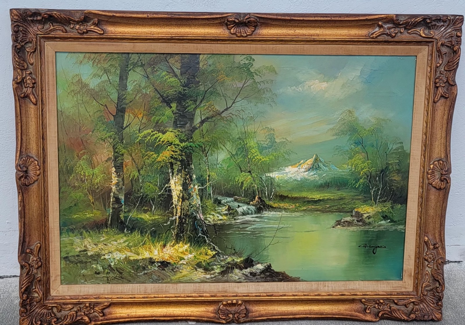 ORIGINAL CHARLES HENRY GRANGER LANDSCAPE 31X43 » IN A GOLD GILTED WOODEN FRAMED