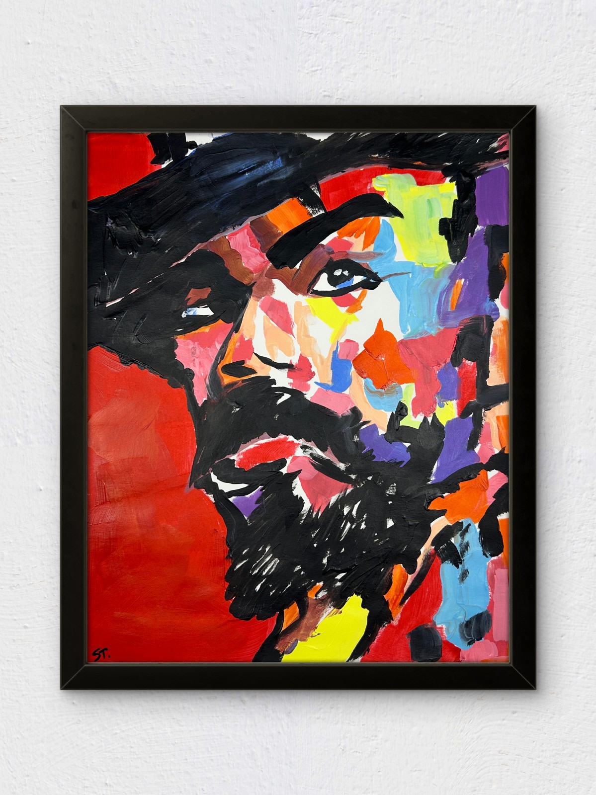 Cowboy Abstract Expressionist Portrait STerling Original Paper Art 11×14