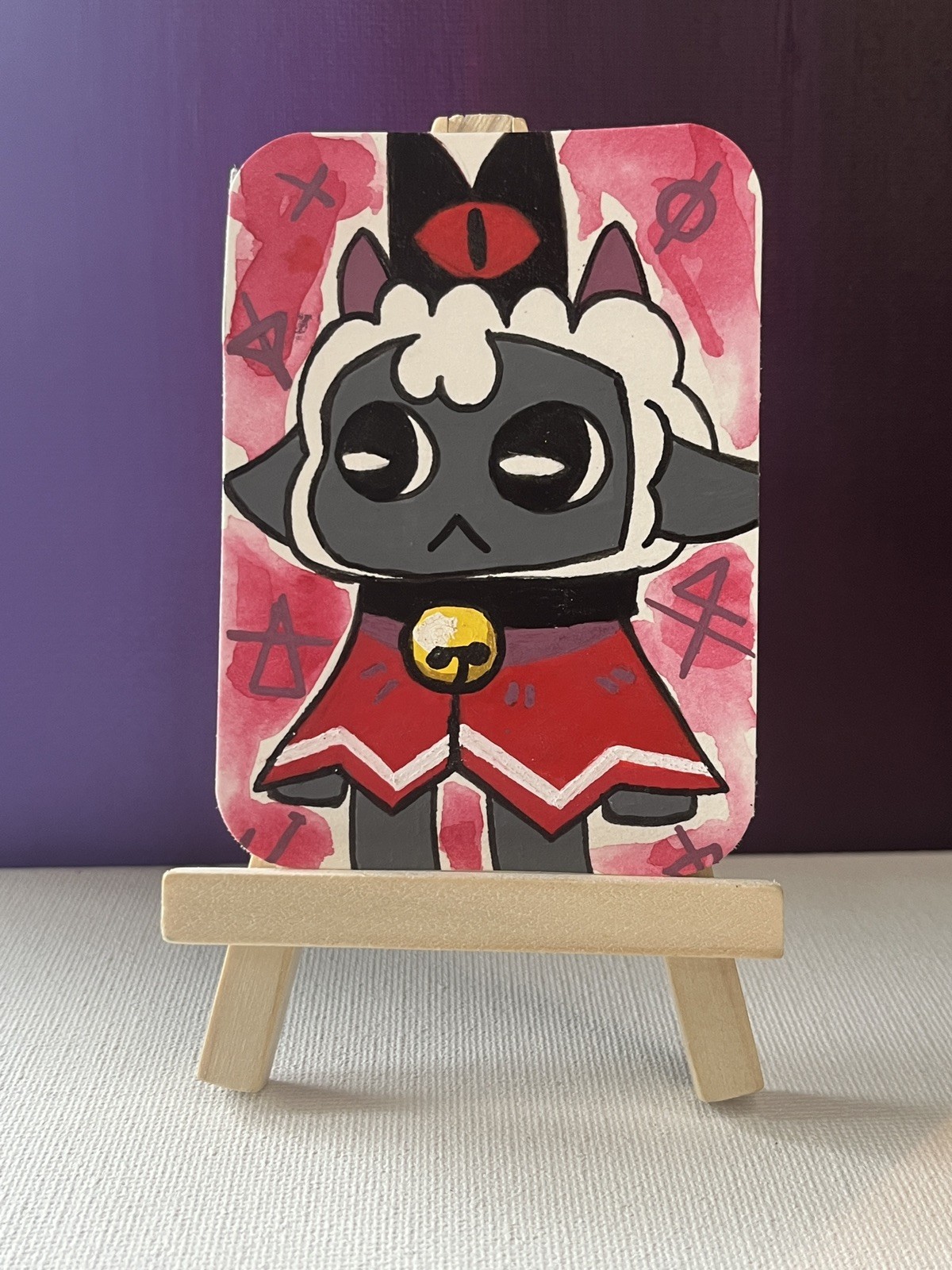 ACEO Original Art Card Cult of Lamb Video Game Fanart By ShortbusExpress