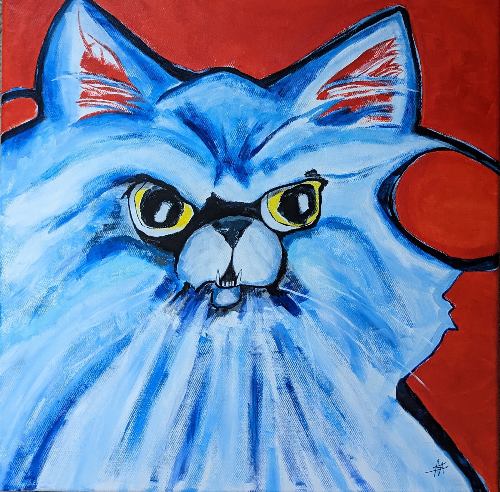 Cat Painting Abstract Persian Collectible Modern Face Pop Art By Samantha McLean