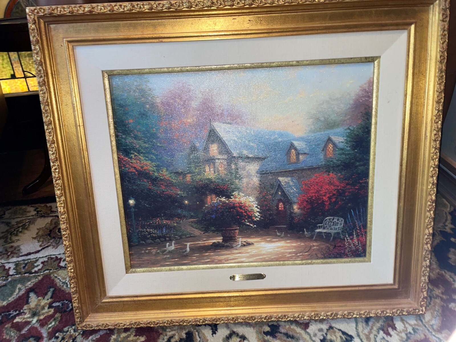 Thomas Kincaid Blessings of Spring Canvas Painting 29″ x 26″ with Gold Frame