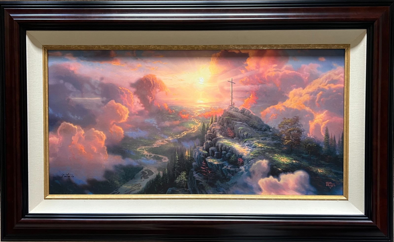 THOMAS KINKADE – THE CROSS S/N 18″ X 36″ HE GICLEE CANVAS w/COA